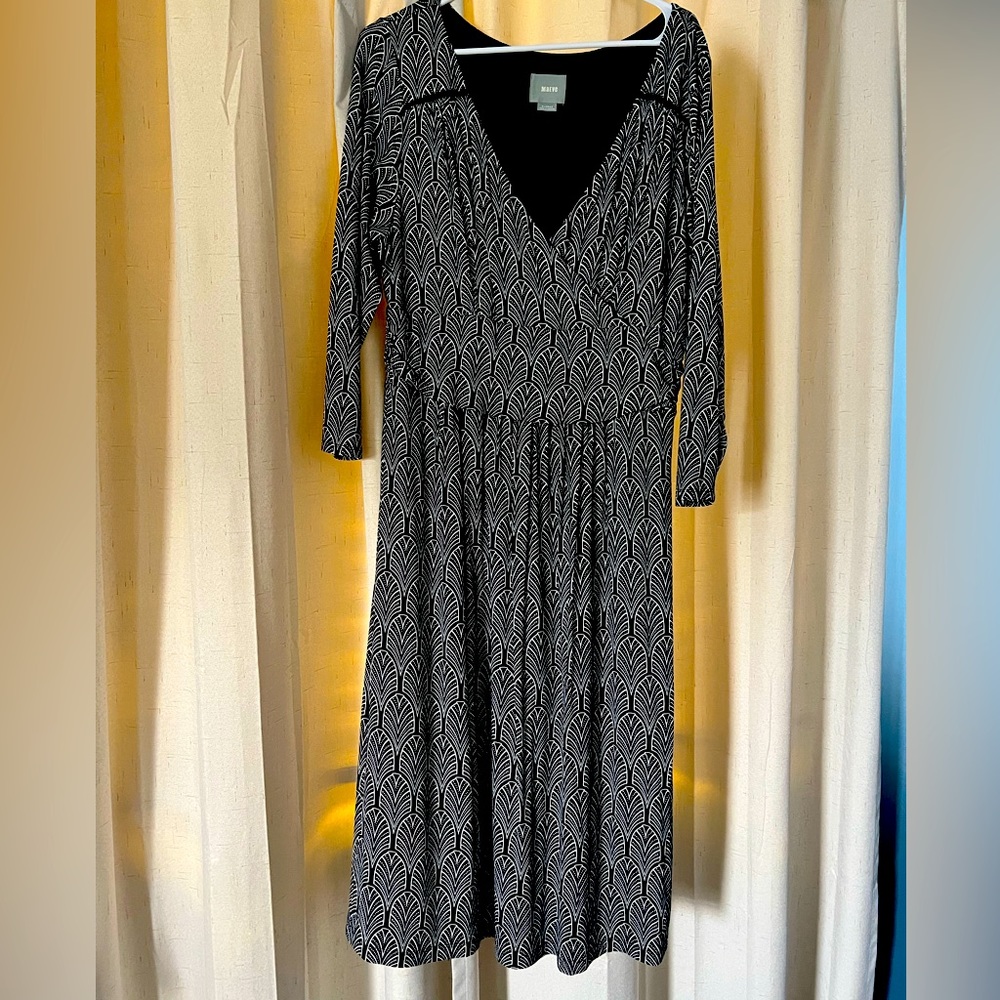 Anthropologie - Maeve Black and White Art Deco Dress